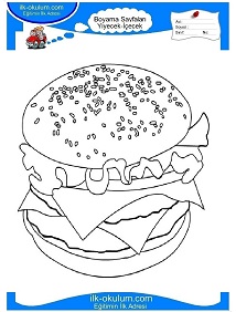 Çocuklar İçin Hamburger Boyama Sayfaları 